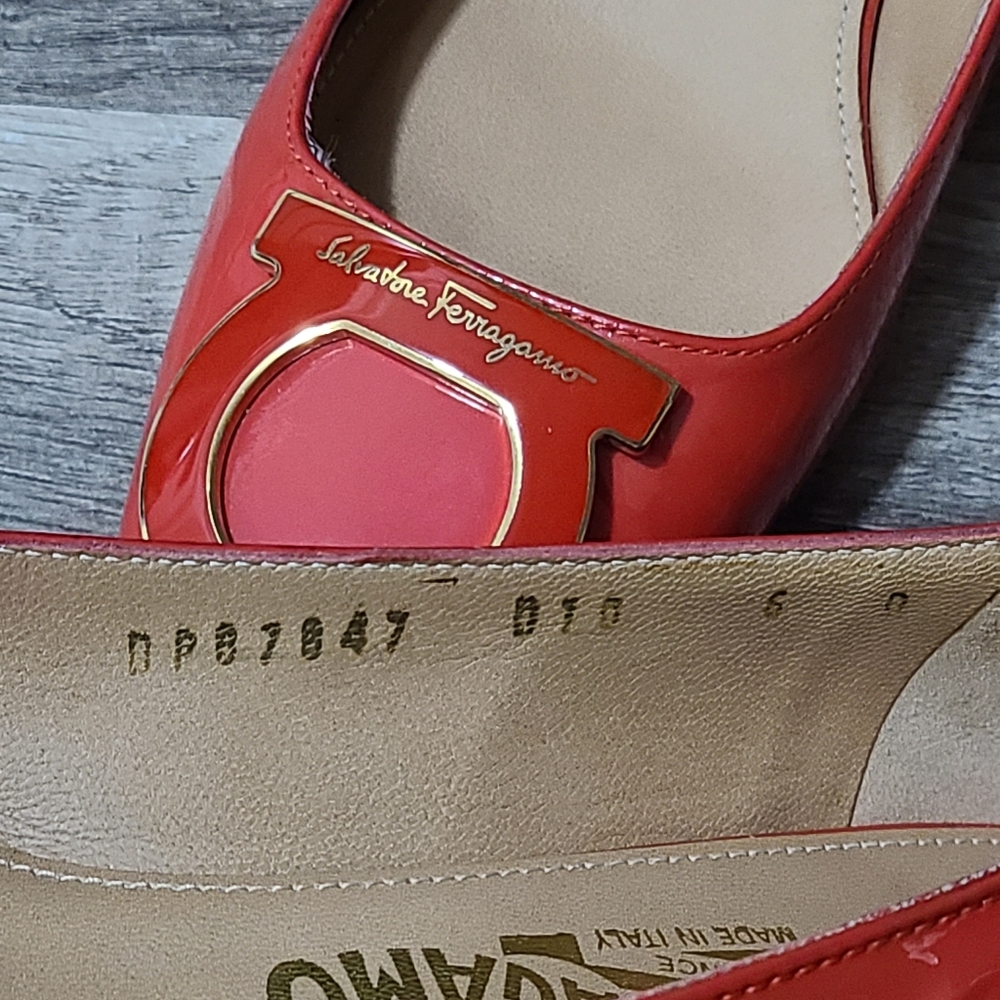 Salvatore Ferragamo Sanna Ballet Flat Red Shoes Size 6 - Picture 8 of 10